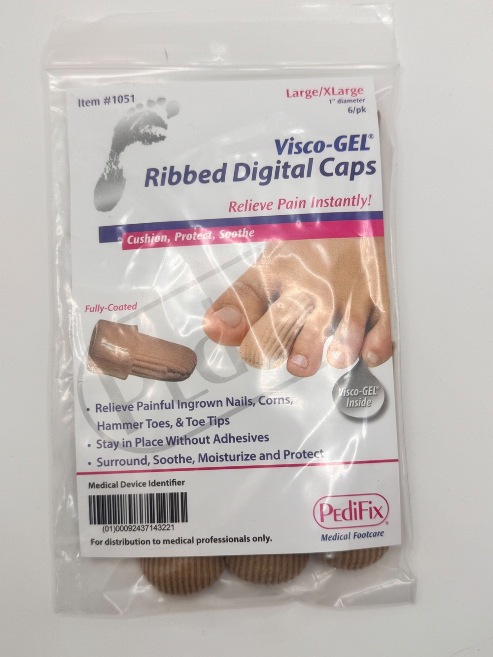 PediFix Visco-GEL Ribbed Digital Caps/Size L/XL/Pack of 5 $25